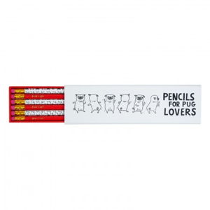 Sada 6 tužek Ohh Deer Pencils For Pug Lovers