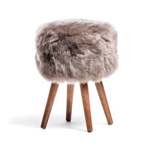 Stolička s hnědým sedákem z ovčí kožešiny Royal Dream, ⌀ 30 cm