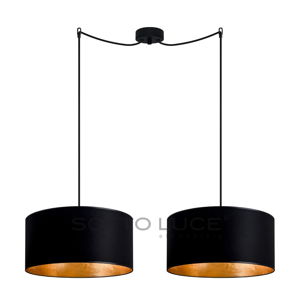 Černé dvouramenné závěsné svítidlo s detaily ve zlaté barvě Sotto Luce Mika