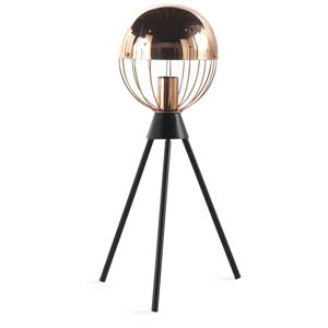 Černá stolní lampa s detaily v měděné barvě Geese Accent