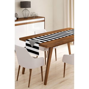 Běhoun na stůl z mikrovlákna Minimalist Cushion Covers Stripes with Grey Heart, 45 x 145 cm