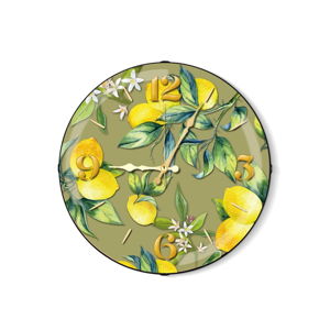 Zelené nástěnné hodiny s citrusy The Mia