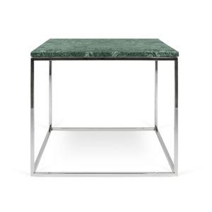 Zelený mramorový konferenční stolek s chromovými nohami TemaHome Gleam, 50 x 50 cm
