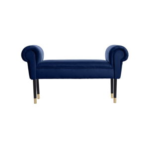 Tmavě modrá lavice s detaily ve zlaté barvě JohnsonStyle Courtney French Velvet