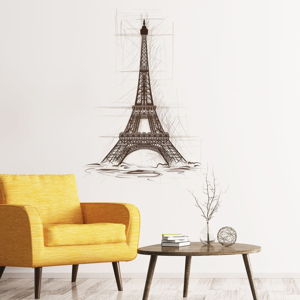 Nástěnná samolepka Ambiance Wall Decal Eiffel Tower Drawing, 85 x 60 cm