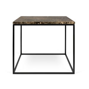 Hnědý mramorový konferenční stolek s černými nohami TemaHome Gleam, 50 x 50 cm