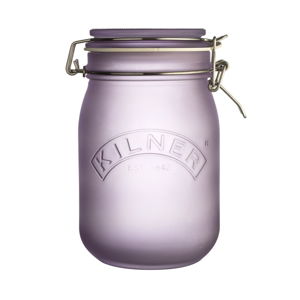 Mléčně fialová sklenice s klipem Kilner, 1 l