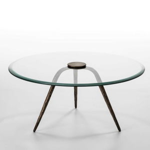 Konferenční stolek ze skla a železa Thai Natura Xenia, Ø 91 cm