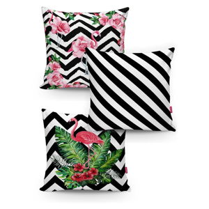 Sada 3 povlaků na polštáře Minimalist Cushion Covers BW Stripes Jungle, 45 x 45 cm