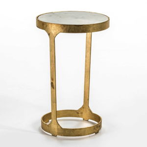 Odkládací stolek ve zlaté barvě s mramorovou deskou Thai Natura, ∅ 36 cm