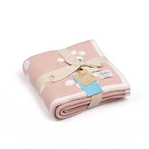Růžová bavlněná dětská deka Baby Ecru Paws, 90 x 90 cm