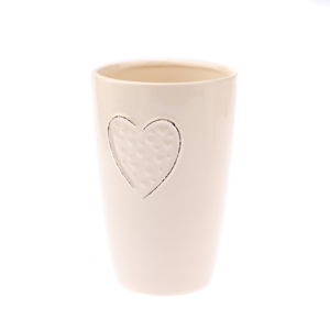 Krémová keramická váza Dakls Heart, výška 17,8 cm