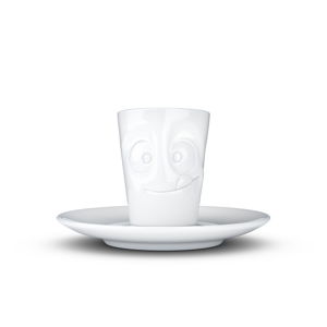 Bílý mlsný porcelánový hrneček na espresso s podšálkem 58products, objem 80 ml