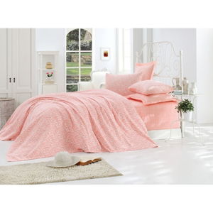 Růžový přehoz přes postel z čisté bavlny Lolita, 200 x 235 cm