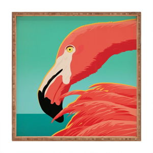 Dřevěný dekorativní servírovací tác Flamingo, 40 x 40 cm