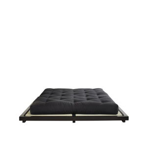 Dvoulůžková postel z borovicového dřeva s matrací a tatami Karup Design Dock Comfort Mat Black/Black, 160 x 200 cm