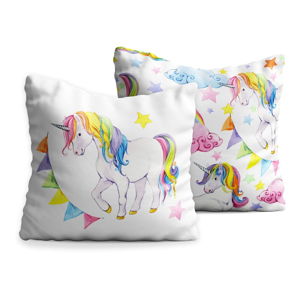 Sada 2 dětských polštářů OYO Kids Colorful Unicorn, 40 x 40 cm