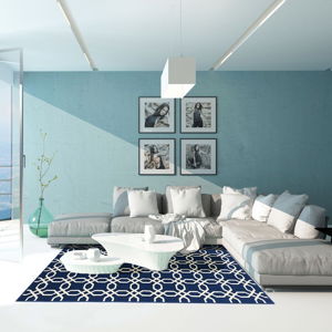 Tmavě modrý vysoce odolný koberec vhodný do exteriéru Floorita Ropes, 133 x 190 cm