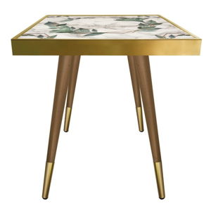 Příruční stolek Caresso Green Marble Leafes Square, 45 x 45 cm