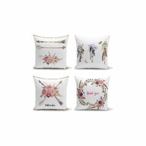 Sada 4 dekorativních povlaků na polštáře Minimalist Cushion Covers Flower Key, 45 x 45 cm