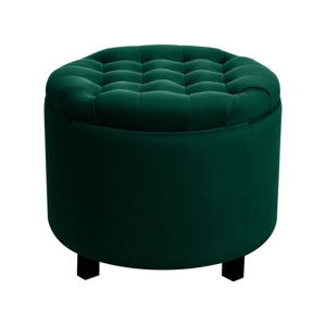 Tmavě zelený puf s úložným prostorem JohnsonStyle Estrid French Velvet, ⌀ 52 cm