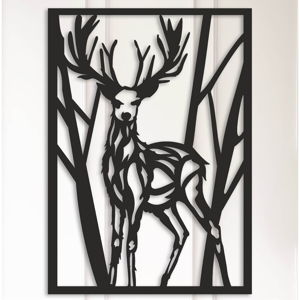 Černá nástěnná dekorace Deer In The Woods
