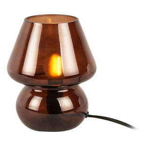 Tmavě hnědá skleněná stolní lampa Leitmotiv Glass, výška 18 cm