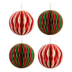 Papírové vánoční ozdoby v sadě 4 ks Honeycomb Balls – Sass & Belle