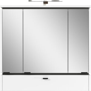 Bílá koupelnová skříňka se zrcadlem a osvětlením 79x80 cm Modesto – Germania