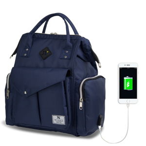 Tmavě modrý batoh pro maminky s USB portem My Valice HAPPY MOM Baby Care Backpack