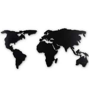 Černá nástěnná kovová dekorace World Map XL