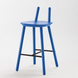 Modrá  barová židle z masivu EMKO Naïve