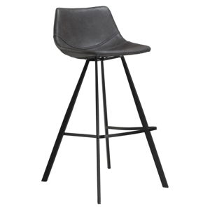 Šedá barová židle z eko kůže s černým kovovým podnožím DAN–FORM Denmark Pitch
