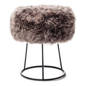 Stolička s hnědým sedákem z ovčí kožešiny Royal Dream, ⌀ 36 cm