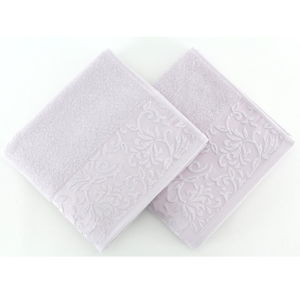 Sada 2 světle fialových ručníků ze 100% bavlny Burumcuk, 50 x 90 cm