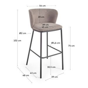 Světle hnědé barové židle v sadě 2 ks 102 cm Ciselia – Kave Home