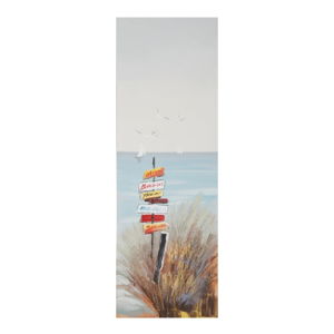 Ručně malovaný obraz v rámu z borovicového dřeva Mauro Ferretti Beach Signpost, 30 x 90 cm