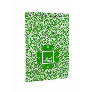 Zelený bloček na poznámky A7 Makenotes Paisley One, 64 listů