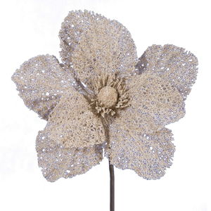 Béžová vánoční plastová dekorace ve tvaru květu DecoKing Petunia