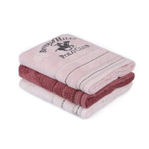 Sada 3 růžových ručníků, 90 x 50 cm
