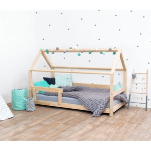 Přírodní dětská postel s bočnicí ze smrkového dřeva Benlemi Tery, 120 x 200 cm