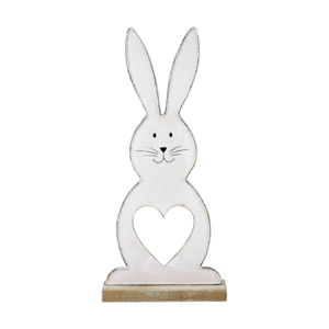 Bílý dekorativní zajíc na podstavci se srdcem Ego Dekor 27,5 x 12,5 x 5 cm