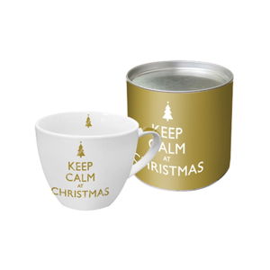 Hrnek z kostního porcelánu s vánočním motivem v dárkovém balení PPD Keep Calm At Christmas, 200 ml