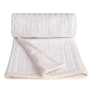 Bílá pletená dětská deka s podílem bavlny T-TOMI Winter, 80 x 100 cm