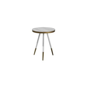 Bílý odkládací stolek s nohami ve zlaté barvě Monobeli Hannah, ø 44 cm