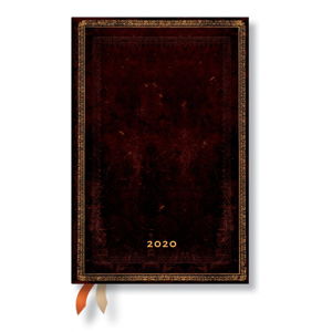 Hnědý diář na rok 2020 v tvrdé vazbě Paperblanks Black Morrocan, 160 stran