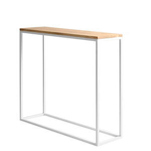 Bílý konzolový stolek s dubovou deskou Custom Form Julita