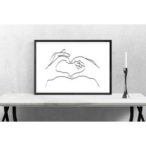 Plakát Blue-Shaker Line Drawing Love Hand Sign, 30 x 40 cm