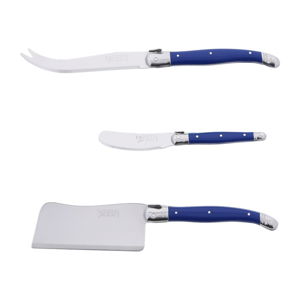 3dílný set modrých nožů na servírování sýrů Jean Dubost