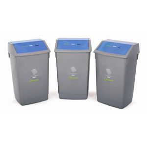Sada tří recyklačních odpadkových košů s modrým víkem Addis, 41 x 33,5 x 68 cm